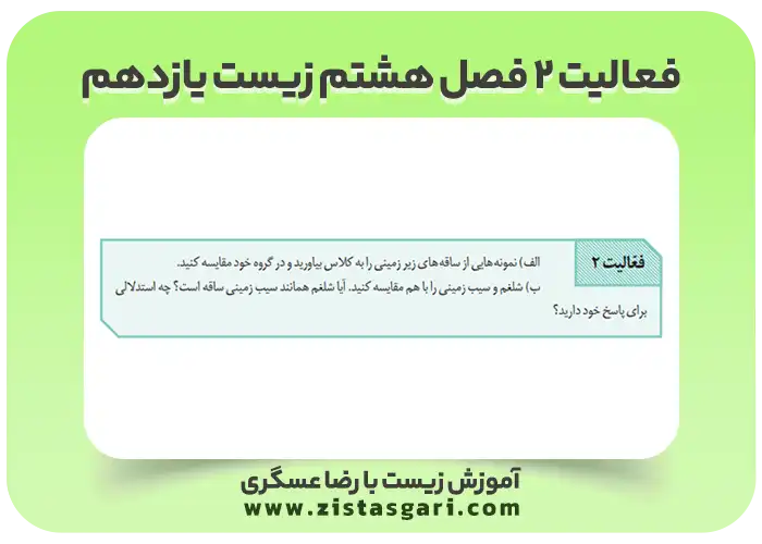 عکس فعالیت 2 فصل هشتم زیست یازدهم